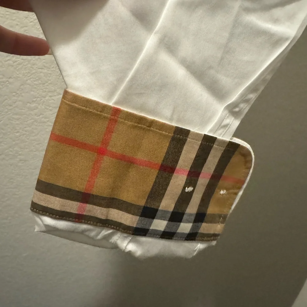 Burberry Mens White Check Dress Shirt - Picture 3 of 7